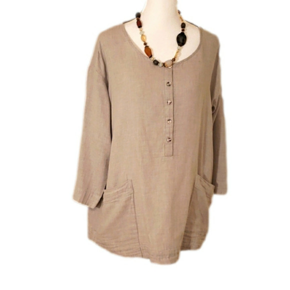 Pure Jill 100% Cotton Boat Neck Three Quarters Sleeves  Blouse Size M Gray - Picture 1 of 6